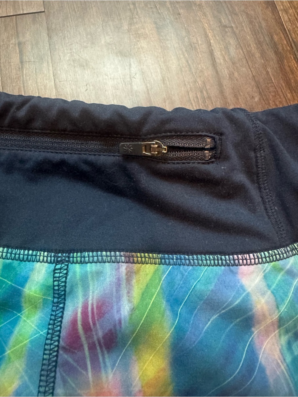 Athleta Multicolor Rainbow Print Athletic Shorts with Navy Waistband Vintage - Picture 5 of 8